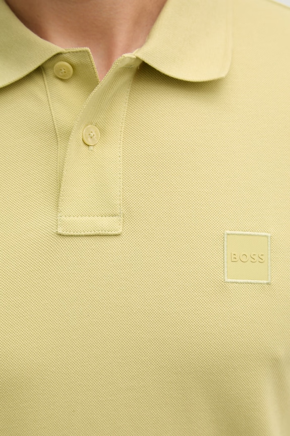 BOSS Orange polo tričko pánske bavlnené s elastanom Passenger 50507803 zelená