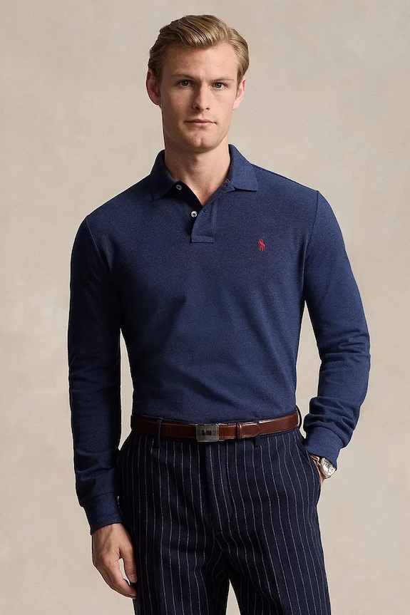 Бавовняний лонгслів Polo Ralph Lauren бавовна темно-синій 710680790