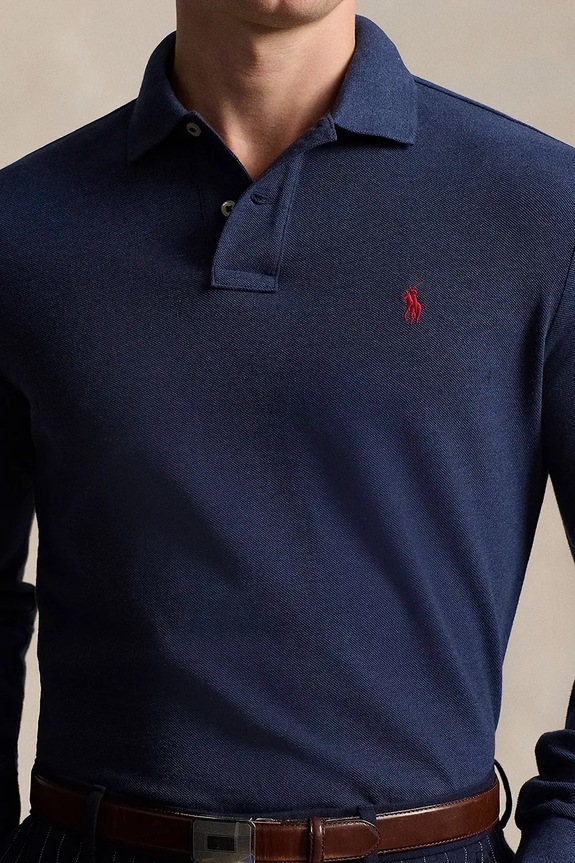 Бавовняний лонгслів Polo Ralph Lauren темно-синій 710680790