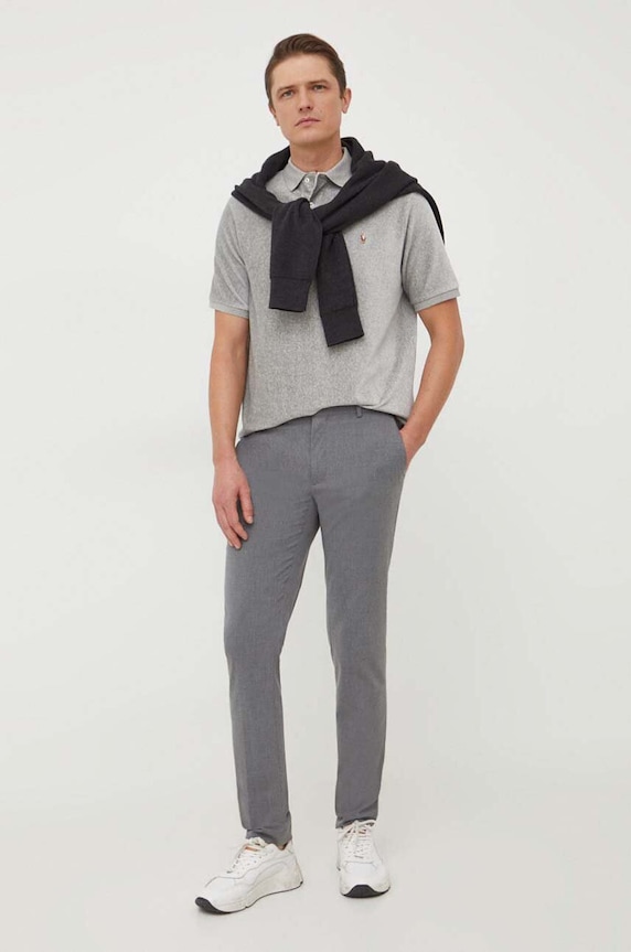 Polo tričko Ralph Lauren 710909633 šedá AW24