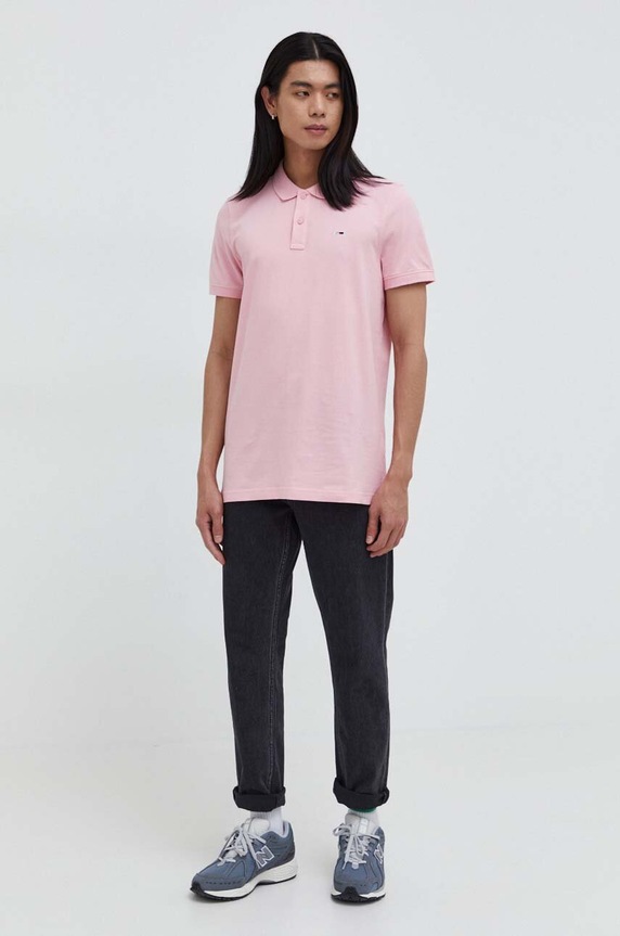 Tommy Jeans polo de bumbac DM0DM18312 roz SS25