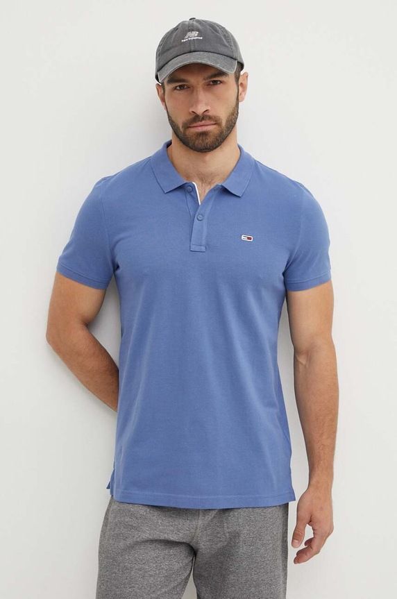 Tommy Jeans polo bawełniane DM0DM18312 niebieski SS25