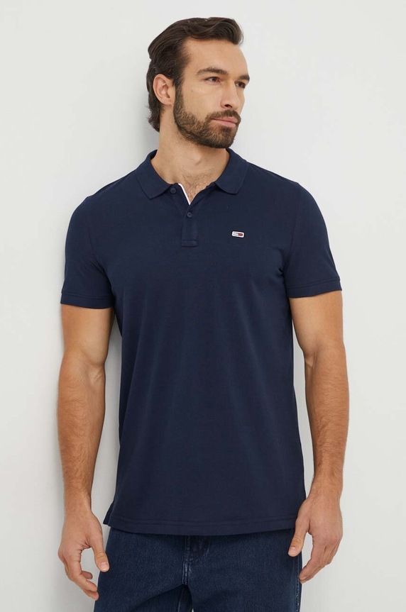 Tommy Jeans polo bawełniane DM0DM18312 granatowy SS25