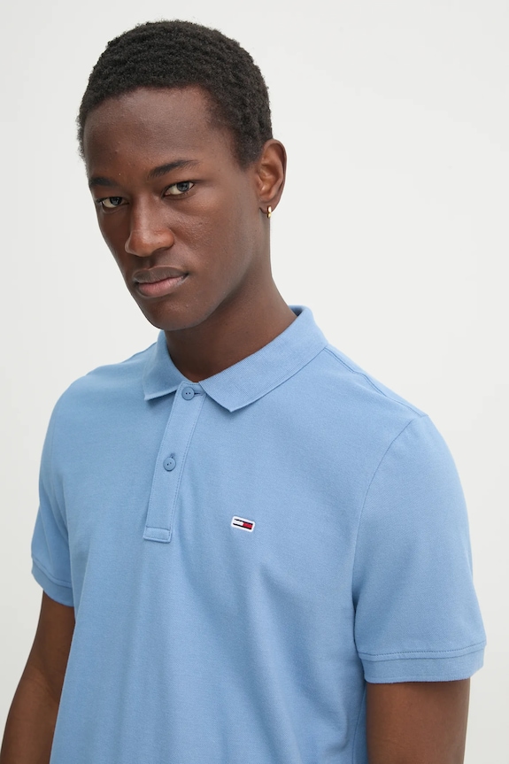 Tommy Jeans polo de bumbac albastru DM0DM18312