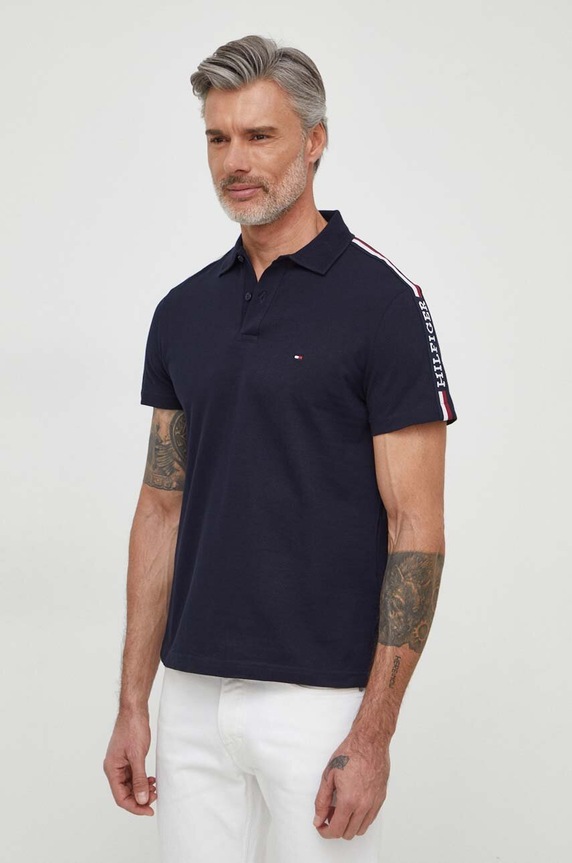 Tommy Hilfiger pamut póló sötétkék MW0MW33591
