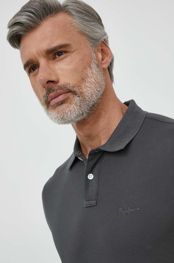Bavlněné polo tričko Pepe Jeans NEW OLIVER GD šedá PM542099