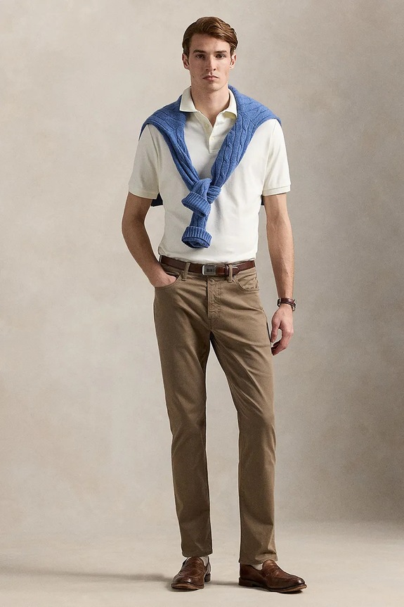 Ρούχα Polo Ralph Lauren ανδρικό πόλο βαμβακερό 710704319 μπεζ
