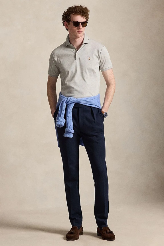 Odzież Polo Ralph Lauren polo męskie bawełniane 710704319 szary