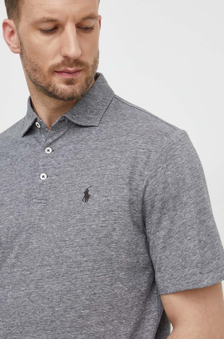 Polo Ralph Lauren póló vászonkeverékből sima szürke 710933390