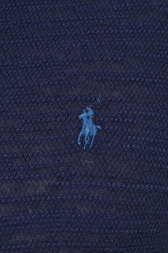 Πόλο με μείγμα με λινό Polo Ralph Lauren σκούρο μπλε 710934180