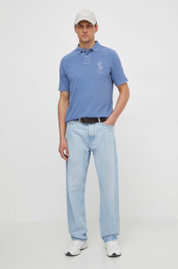 Polo Ralph Lauren polo bawełniane 710936508 niebieski SS24