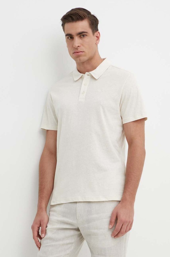 Polo majica s dodatkom lana Pepe Jeans HOLLY Planet friendly bež PM542146