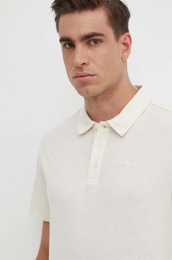 Polo majica s dodatkom lana Pepe Jeans HOLLY bež PM542146