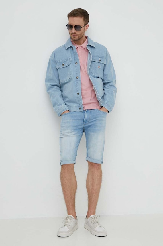 Pepe Jeans polo z domieszką lnu HOLLY PM542146 różowy SS24