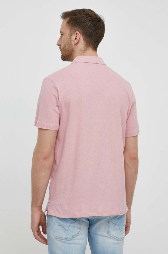 Odzież Pepe Jeans polo z domieszką lnu HOLLY PM542146 różowy