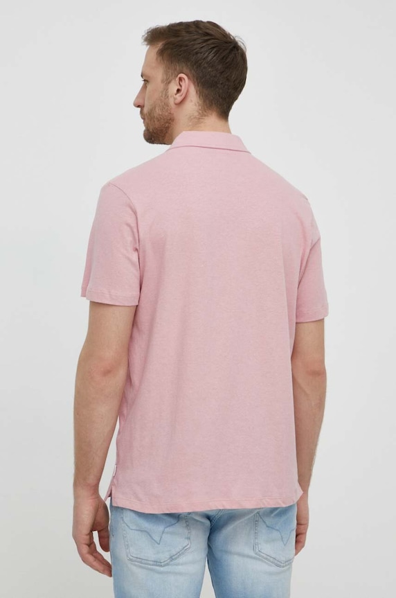 Odzież Pepe Jeans polo z domieszką lnu HOLLY PM542146 różowy