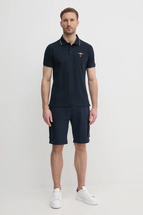 Aeronautica Militare polo bawełniane PO1308P82 granatowy SS25