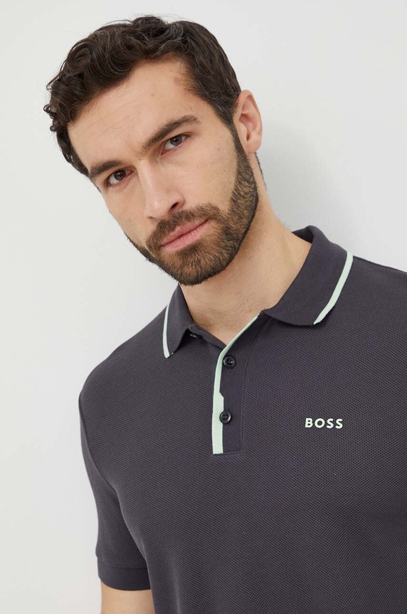 Oblečení Bavlněné polo tričko Boss Green 50512742 šedá