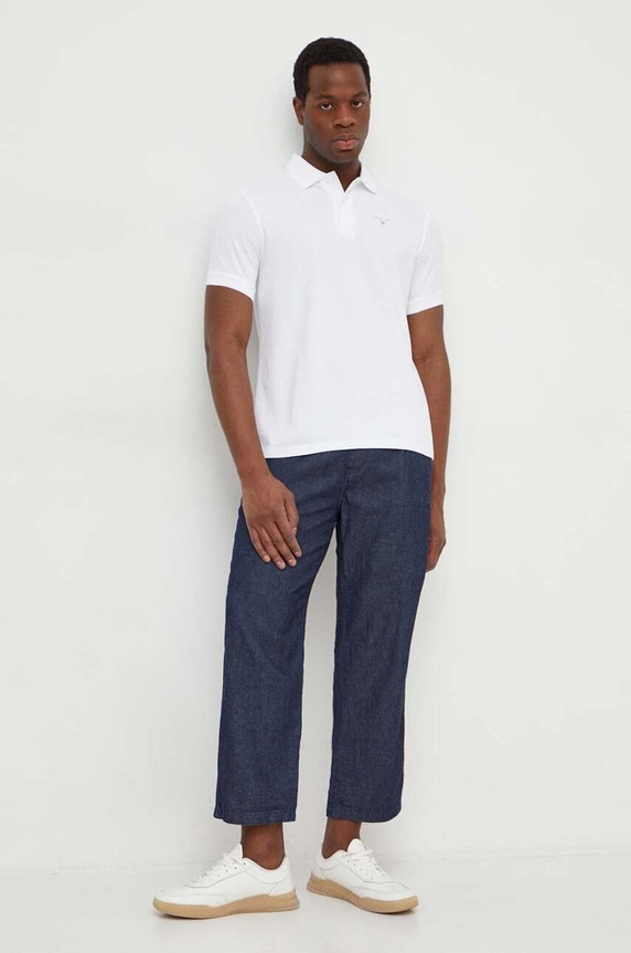 Barbour polo bawełniane MML0358 biały SS26