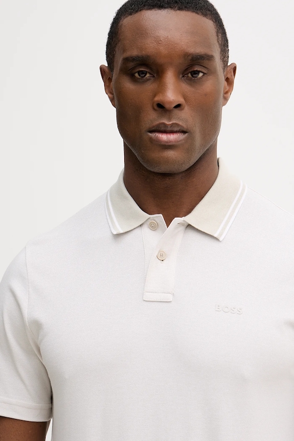 BOSS Orange polo bărbătesc din bumbac PeoxfordNew bej 50507814