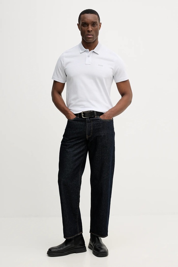 BOSS Orange polo bărbătesc din bumbac PeoxfordNew 50507814 gri SS26