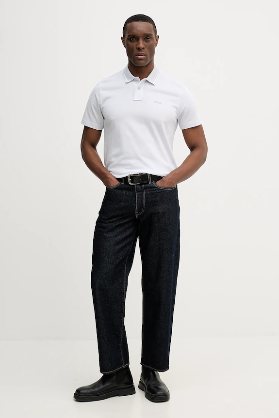 BOSS Orange polo bărbătesc din bumbac PeoxfordNew 50507814 gri SS26