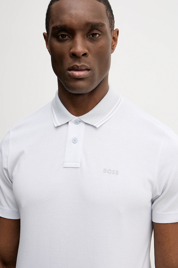 BOSS Orange polo bărbătesc din bumbac PeoxfordNew gri 50507814