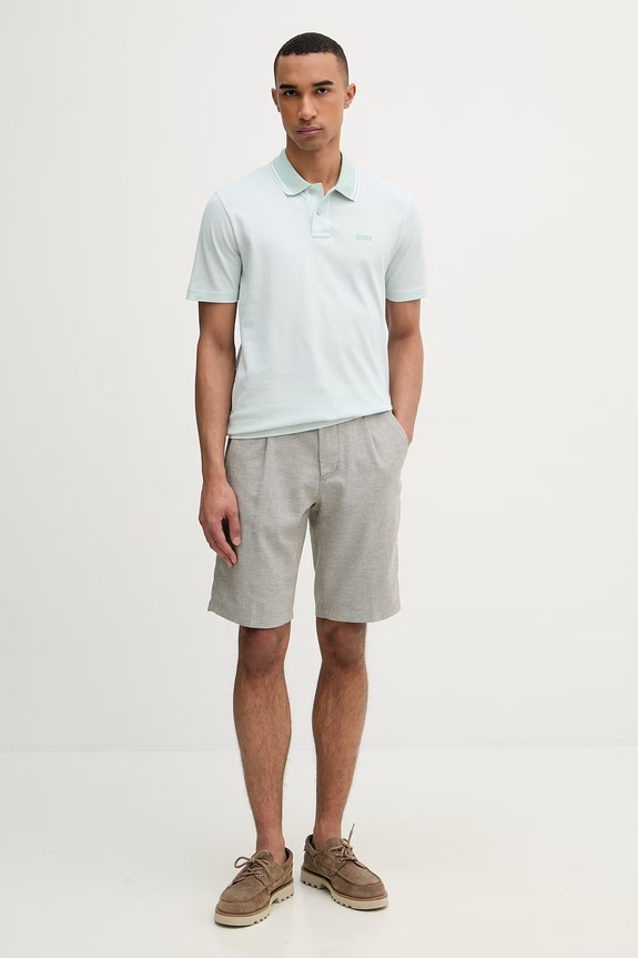 BOSS Orange polo pánské bavlněné PeoxfordNew 50507814 tyrkysová SS26