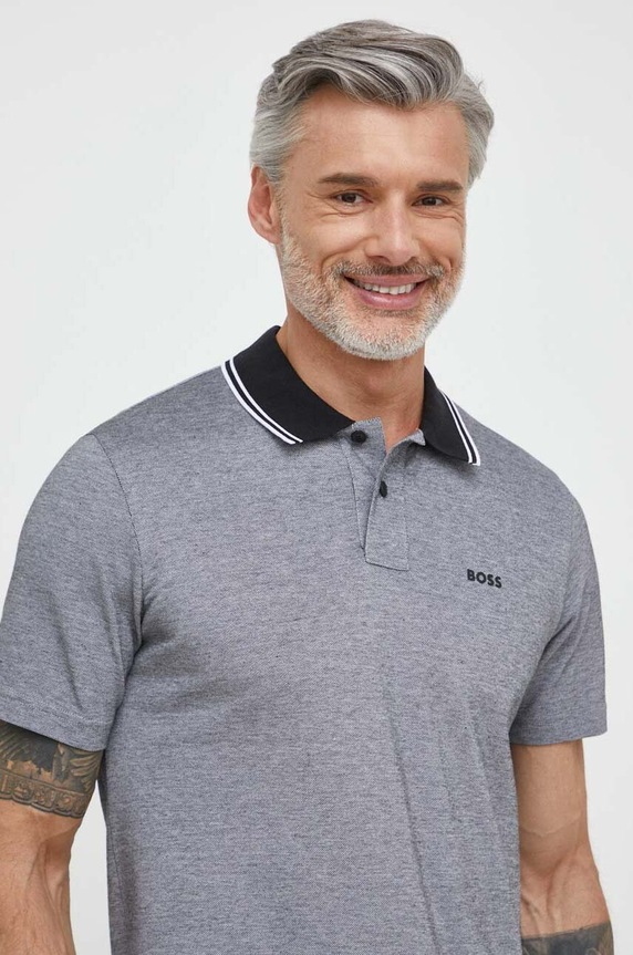 BOSS Orange polo bărbați din bumbac PeoxfordNew 50507814 gri SS26