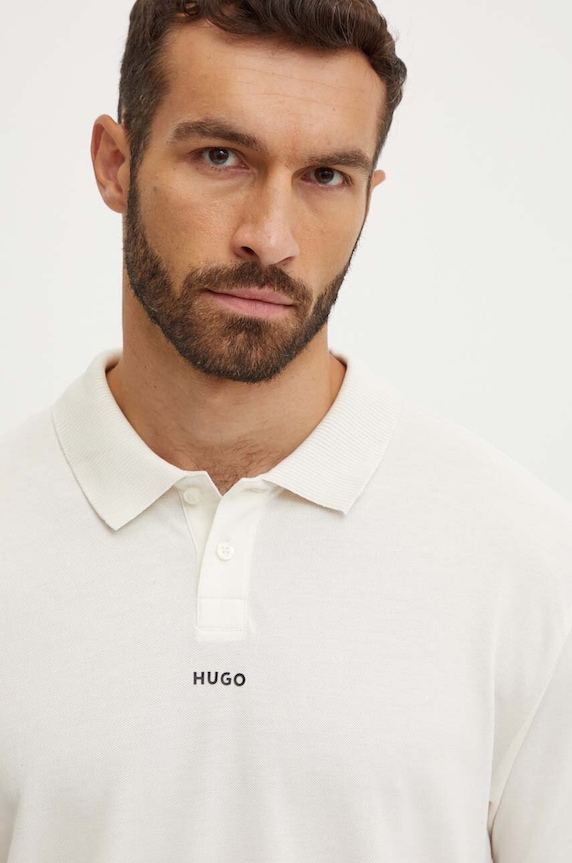 Oblečenie Bavlnené polo tričko HUGO 50493206 béžová