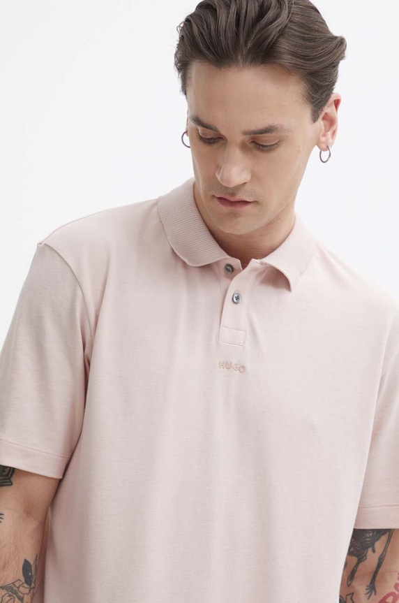 HUGO polo de bumbac roz 50493206