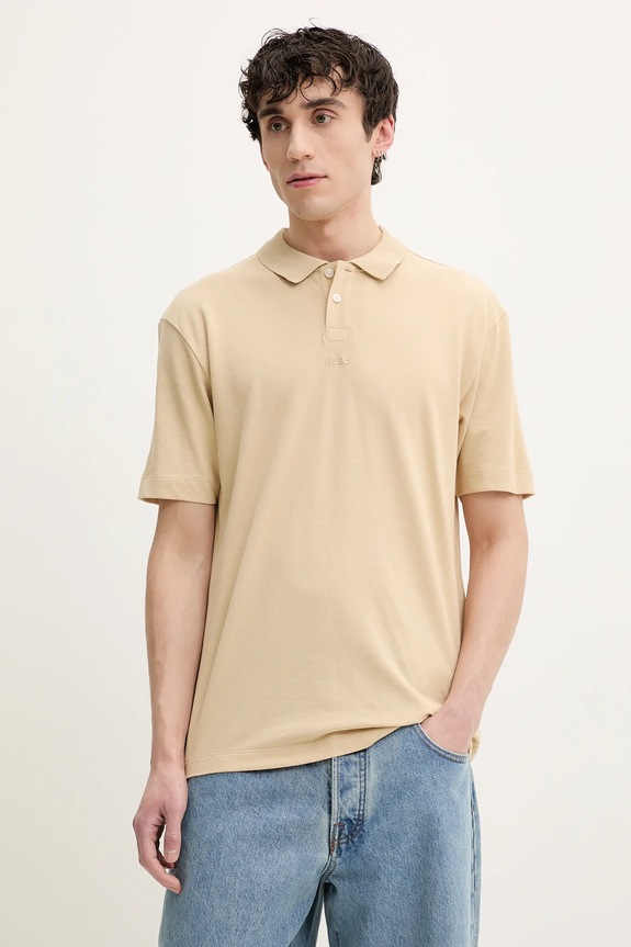 Pamučna polo majica HUGO Planet friendly bež 50493206