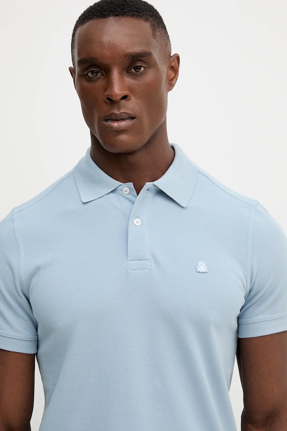 United Colors of Benetton polo de bumbac albastru 3089J3179