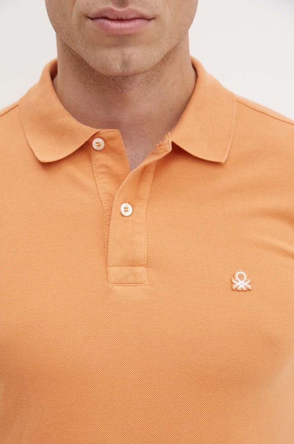 United Colors of Benetton polo bawełniane 3089J3179 pomarańczowy