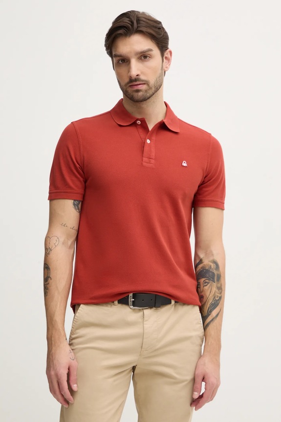United Colors of Benetton polo de bumbac regular portocaliu 3089J3179