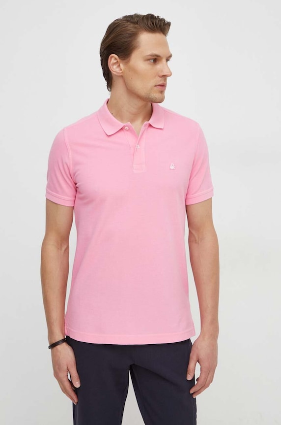 United Colors of Benetton polo bawełniane bawełna różowy 3089J3179