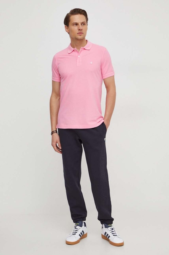 United Colors of Benetton polo bawełniane 3089J3179 różowy AA00