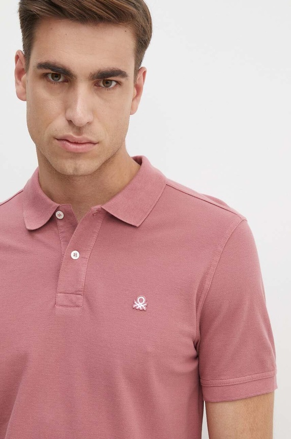 United Colors of Benetton polo bawełniane 3089J3179 różowy AA00