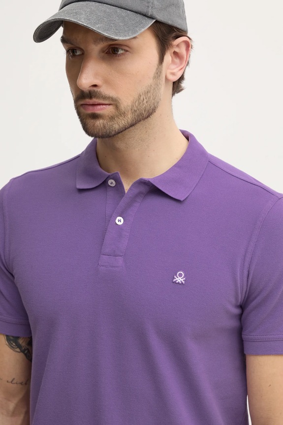 Bavlnené polo tričko United Colors of Benetton fialová 3089J3179