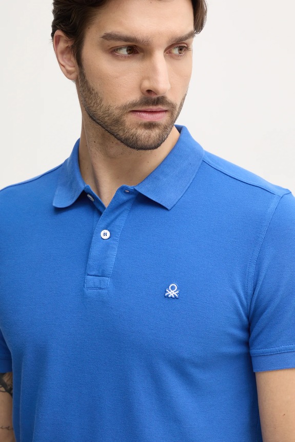 United Colors of Benetton polo bawełniane fioletowy 3089J3179