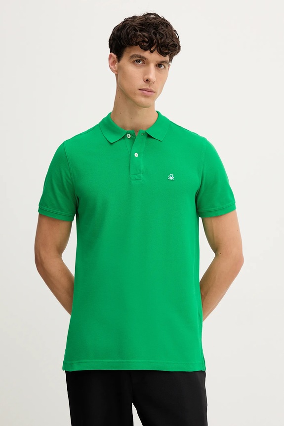 United Colors of Benetton polo de bumbac regular verde 3089J3179
