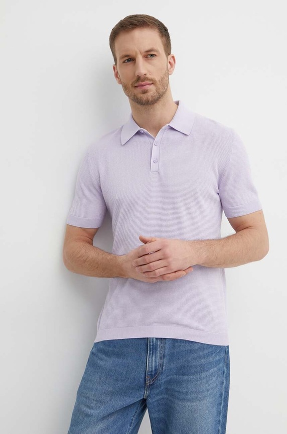 United Colors of Benetton polo bawełniane fioletowy 1194U3013