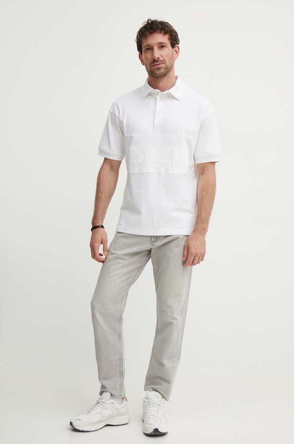 United Colors of Benetton polo bawełniane 3MCYU301U biały SS24