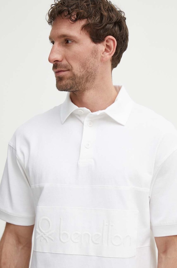 United Colors of Benetton polo bawełniane biały 3MCYU301U