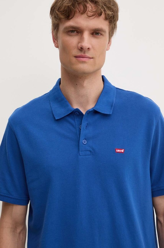 Βαμβακερό μπλουζάκι πόλο Levi's κανονικό μπλε 35883
