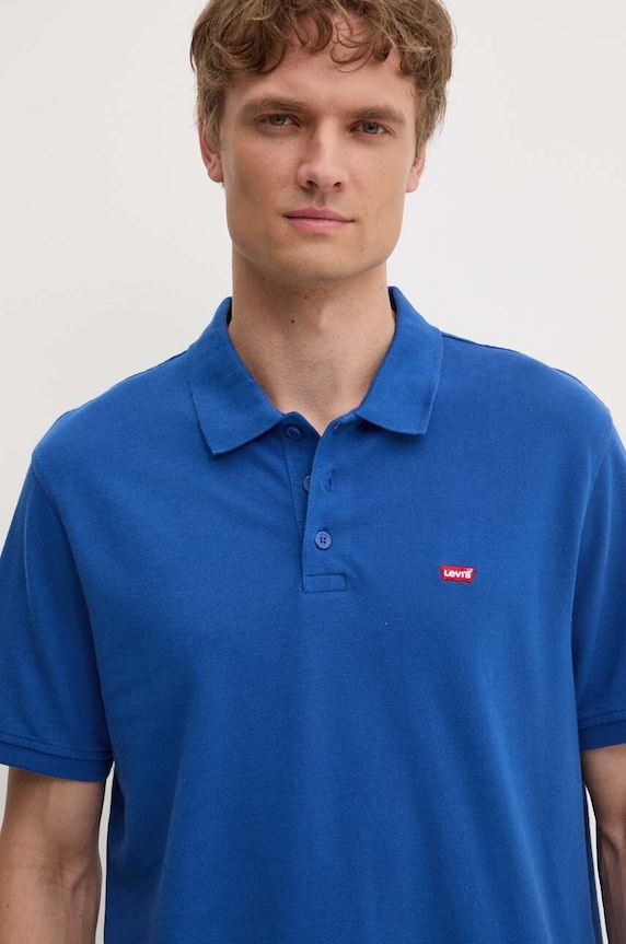 Βαμβακερό μπλουζάκι πόλο Levi's κανονικό μπλε 35883