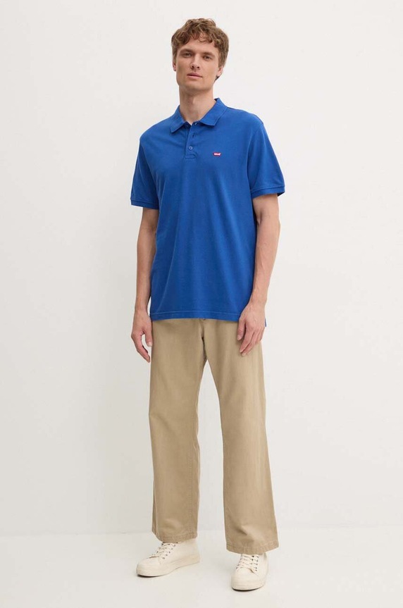 Βαμβακερό μπλουζάκι πόλο Levi's 35883 μπλε SS25
