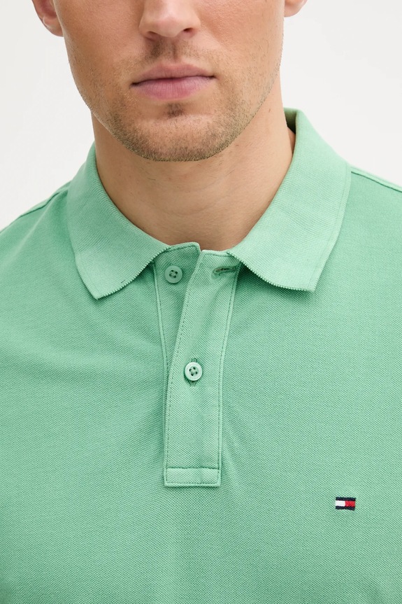 Bombažen polo Tommy Hilfiger zelena MW0MW34757