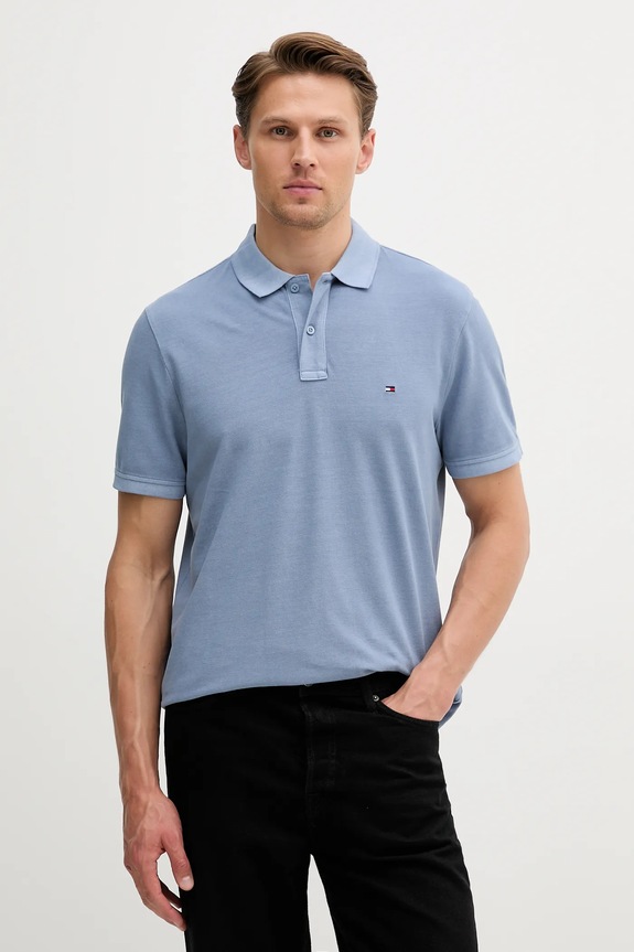Βαμβακερό μπλουζάκι πόλο Tommy Hilfiger κανονικό μπλε MW0MW34757