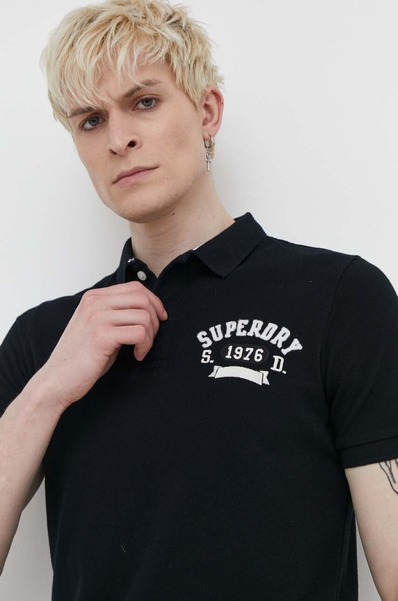 Superdry polo bawełniane czarny M1110349A.02A